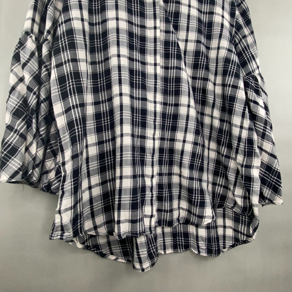 Lauren Ralph Lauren Plaid Blouse Womens SZ M‎ Bell Sleeve Black White Preppy - Picture 3 of 15